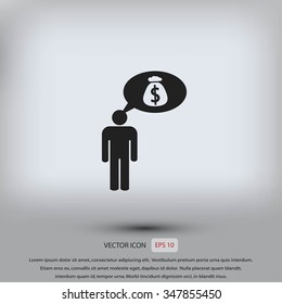 Man dreams of money icon