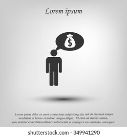 Man dreams of money icon