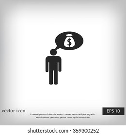 Man dreams of money icon