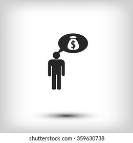 Man dreams of money icon