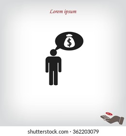 Man dreams of money icon