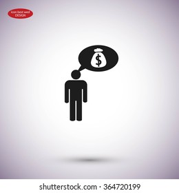 Man dreams of money icon