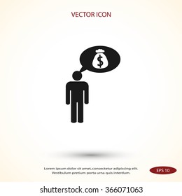 Man dreams of money icon