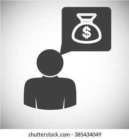 Man dreams of money Icon Isolated on White Background