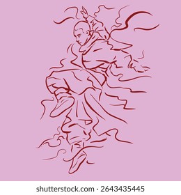 A man in dress posing with Kung Fu vector for illustration, card, decoration