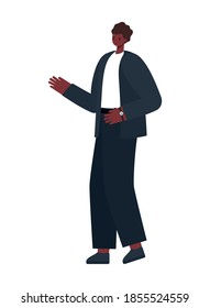 man dressed in black suit and shoes vector illustration design