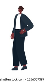 man dressed in black suit, black shoes and one wristwatch vector illustration design