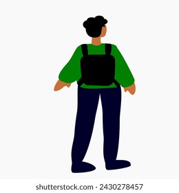 un hombre vestido casualmente y con una bolsa. Diseño plano