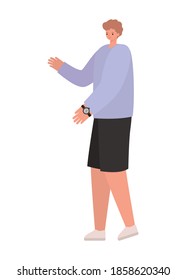 man dressed in dark shorts vector illustration design