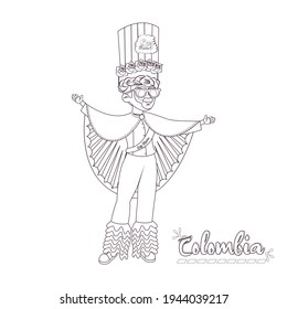 Man dressed as king momo. Colombian culture - Vector illustration