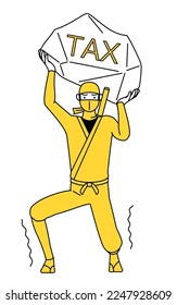 A man dressed up as a ninja suffering from tax increases