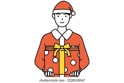 Man dressed as Santa Claus coming to give gifts