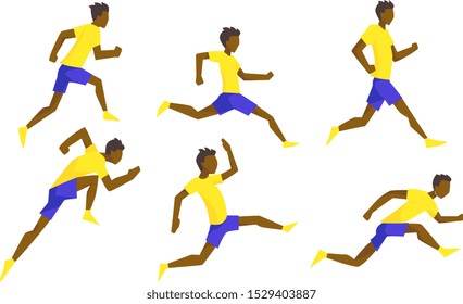 Man Dressed in Sportswear Running Set, Male Athlete in Motion, Sportsman Character Participating in Long or Short Distance Cartoon Vector Illustration
