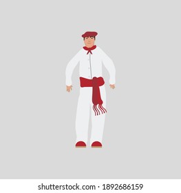 man dressed in the typical Pamplona costume at San Fermin festivities