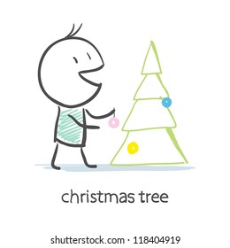 Man Dresses Up Christmas Tree