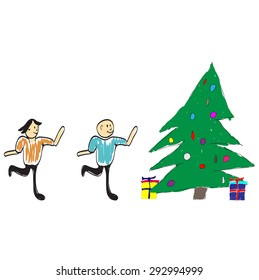 Man Dresses Up Christmas Tree