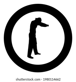 Man dressing sweater Clothes concept Put on his pullover silhouette in circle round black color vector illustration solid outline style image