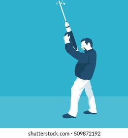 man drills ceiling in vector format eps10