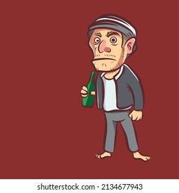 the man drink beer isolated maroon background