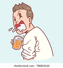 man drink beer surprised