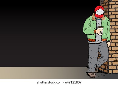 A man drink coffee background