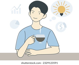 A man drink coffee and find idea business