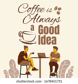 man Drink Coffee with quote illustration