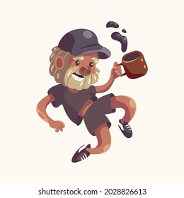 man drink coffee for sticker and illustration.