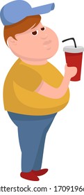 Hombre con una bebida, ilustración, vector sobre fondo blanco