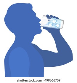 Man drink water. Concept of healthy lifestyle. Vector illustration