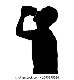 Man Drink Water Silhouette Vector