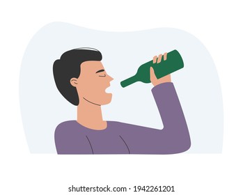 A man drinking alcohol from a bottle.