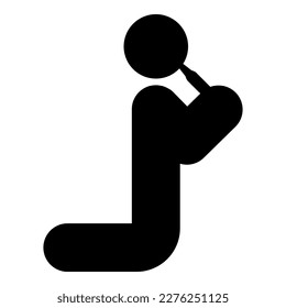 Man drinking alcohol from bottle of beer wine drunk people concept stick use beverage drunkard booze stands on the knees icon black color vector illustration image flat style simple