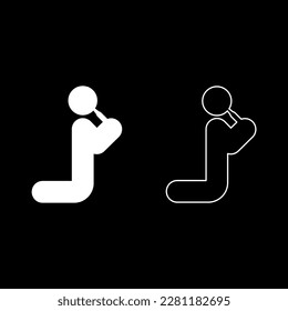 Man drinking alcohol from bottle of beer wine drunk people concept stick use beverage drunkard booze stands on the knees set icon white color vector illustration image solid fill outline contour line 