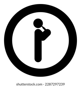 Man drinking alcohol from bottle of beer wine drunk people concept stick use beverage drunkard booze standing icon in circle round black color vector illustration image solid outline style