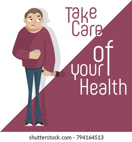 Man drinking alcohol and smoking cigarette. People and bad habits concept. Vector flat style cartoon character icon design illustration.