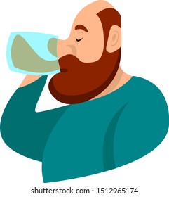 Man drinking beer, illustration, vector on white background.