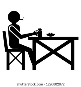 Man drinking beer in a pub glyph icon