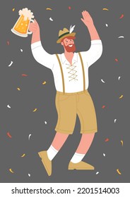 A man is drinking beer. Vector flat illustration.