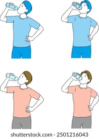 Man drinking bottled water Illustration