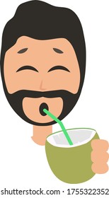 Man drinking cocktail, illustration, vector on white background