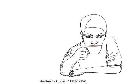 man drinking coffee  continous line drawing  vector eps.10