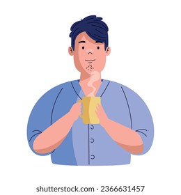 man drinking coffee cup illustration isolated