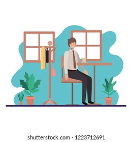 man drinking coffee in the dining room