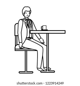 man drinking coffee in the dining room