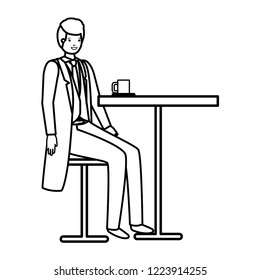 man drinking coffee in the dining room
