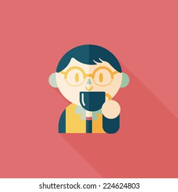 man drinking coffee flat icon with long shadow,eps10