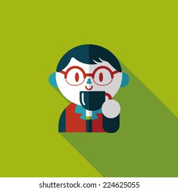 man drinking coffee flat icon with long shadow,eps10