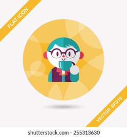 man drinking coffee flat icon with long shadow,eps10