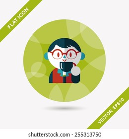 man drinking coffee flat icon with long shadow,eps10
